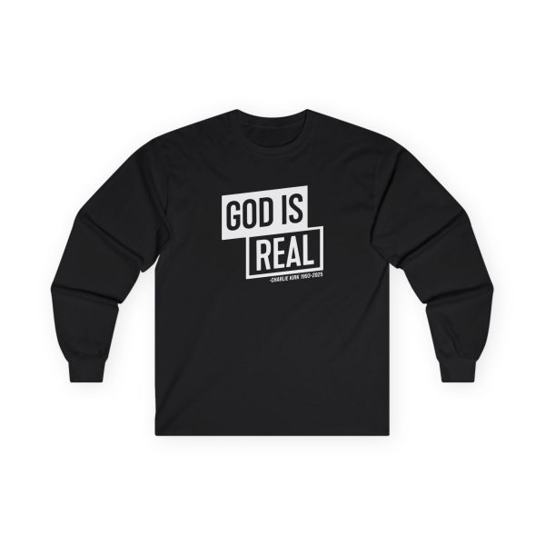 Charlie Kirk God is Real Unisex Ultra Cotton Long Sleeve Tee